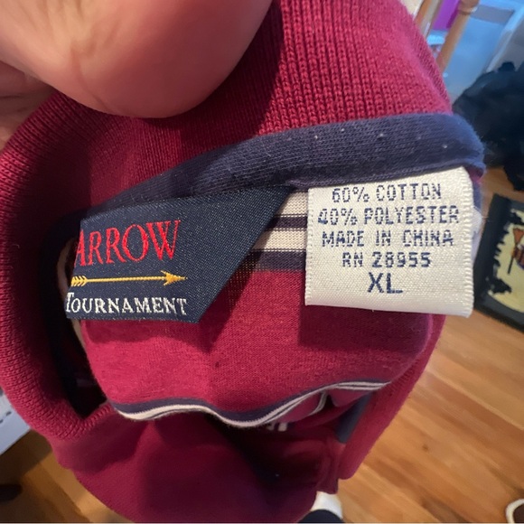 Vintage Arrow Tournament Striped Polo Shirt Mens XL Golf Print - Picture 6 of 6